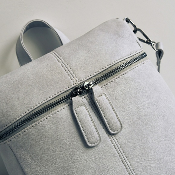 Gray Vegan Leather Backpack - Picture 7 of 8